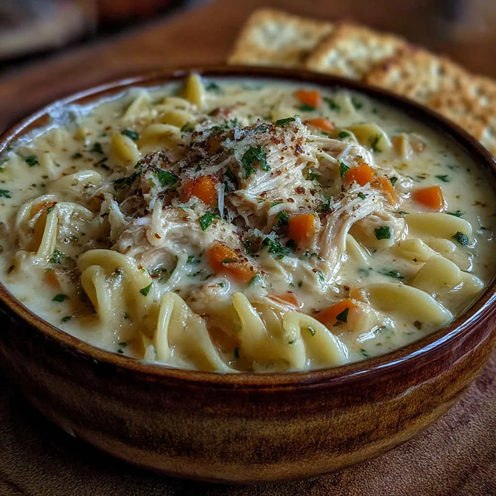 Crockpot Chicken Alfredo Soup
