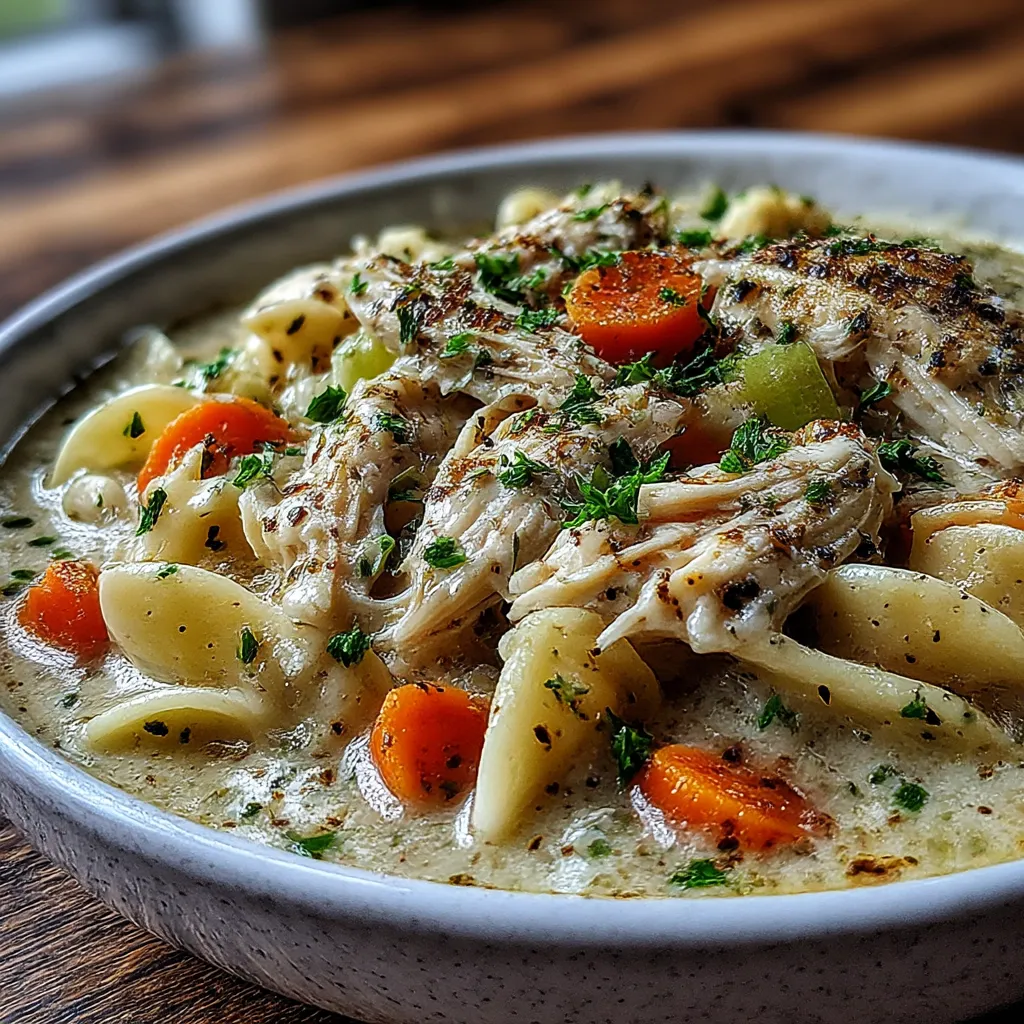 Easy Crockpot Creamy Chicken Noodle Soup