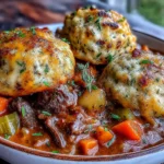 Hearty Beef Stew with Cheddar Herb Dumplings