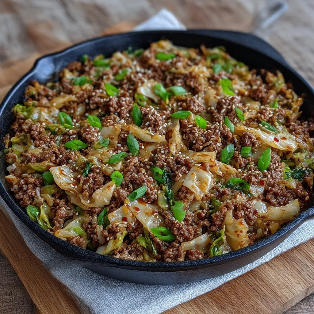 Low-Carb Mongolian Ground Beef and Cabbage