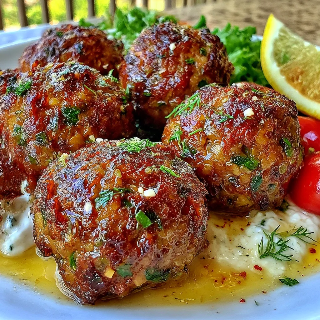 Irresistible Baked Greek Lentil Meatballs with Tzatziki