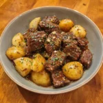 Slow Cooker Garlic Butter Beef Bites with Potatoes
