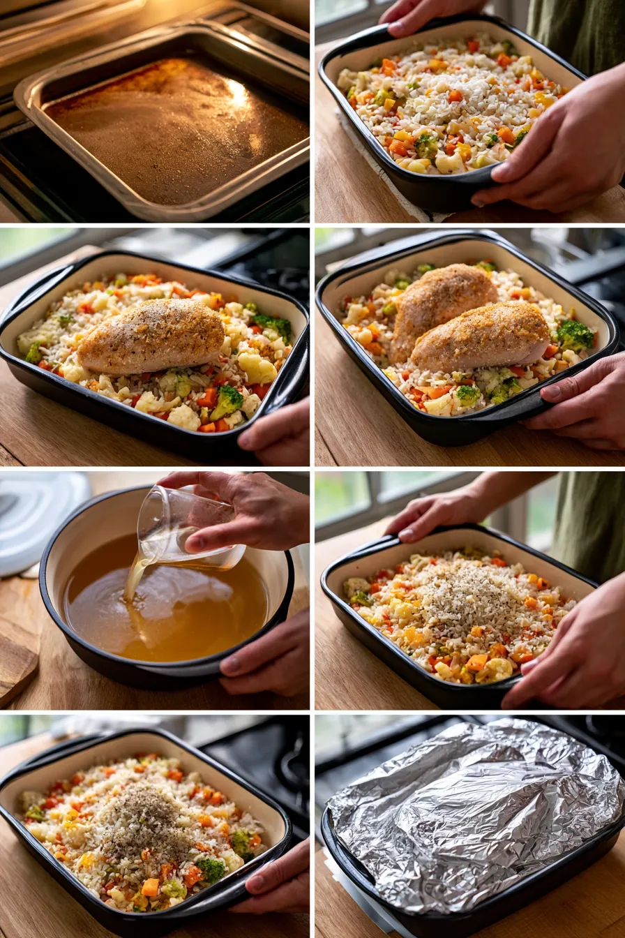 Baked Chicken with Rice and Vegetables