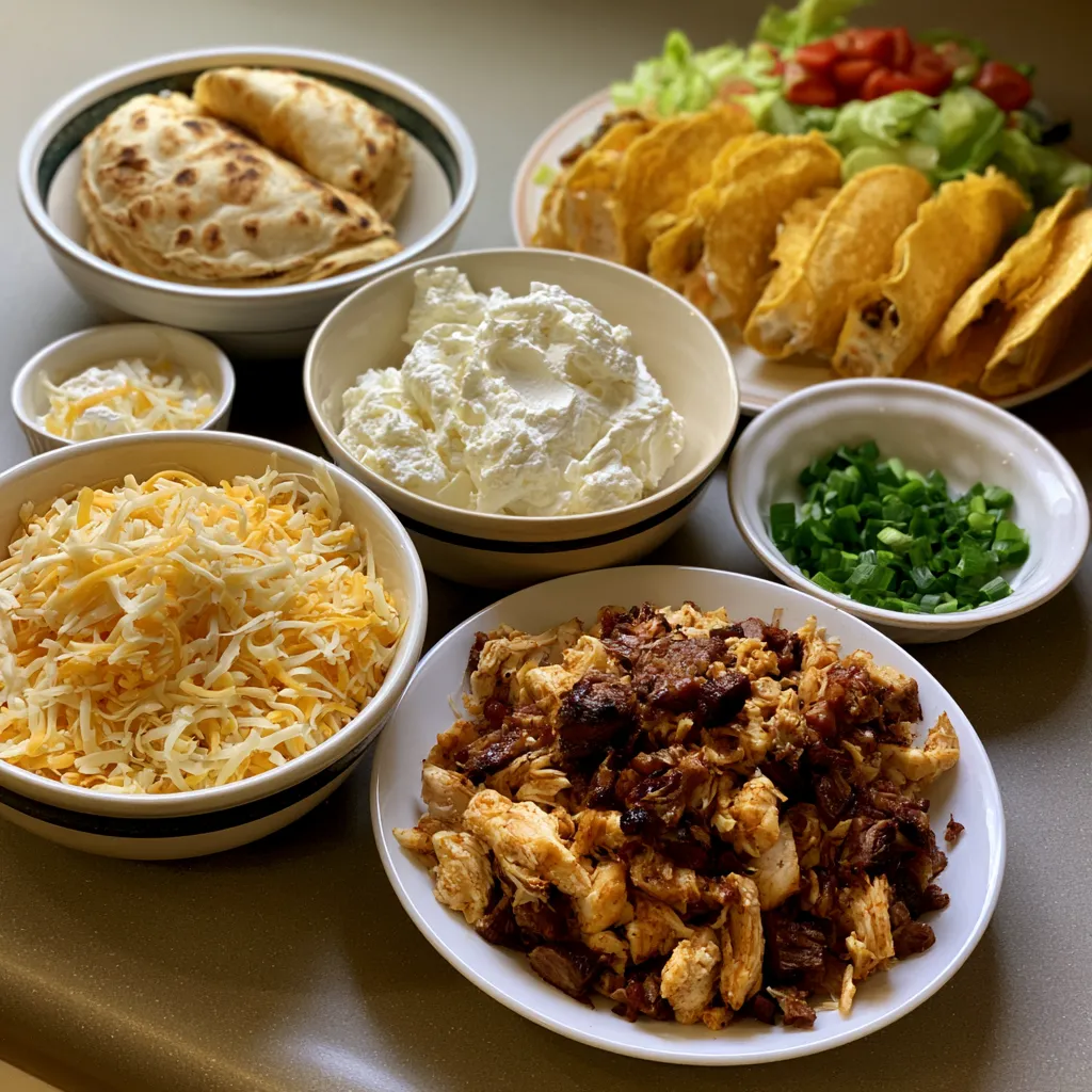 Chicken Smoked Beef Ranch Tacos