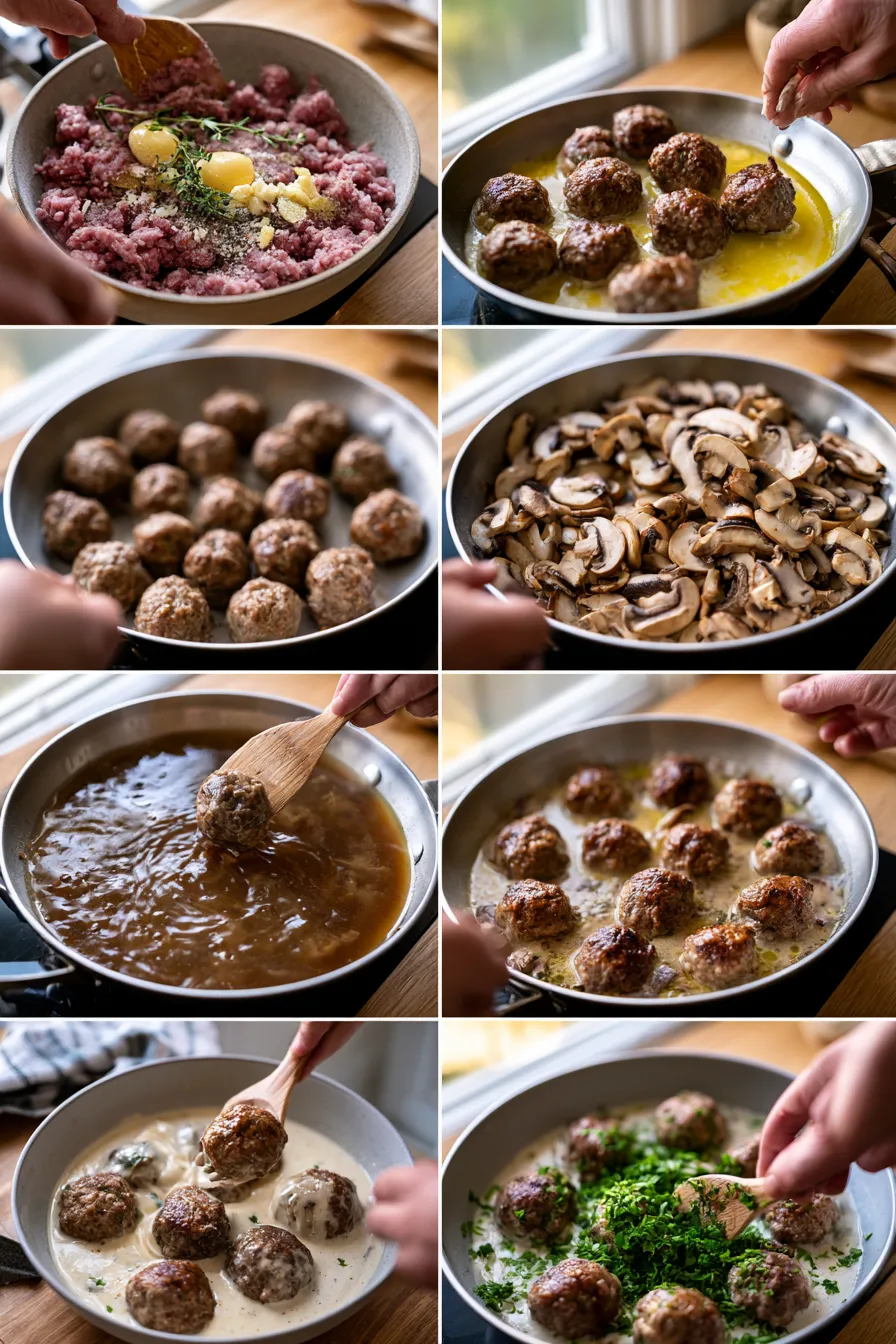 Creamy Mushroom Beef Meatballs