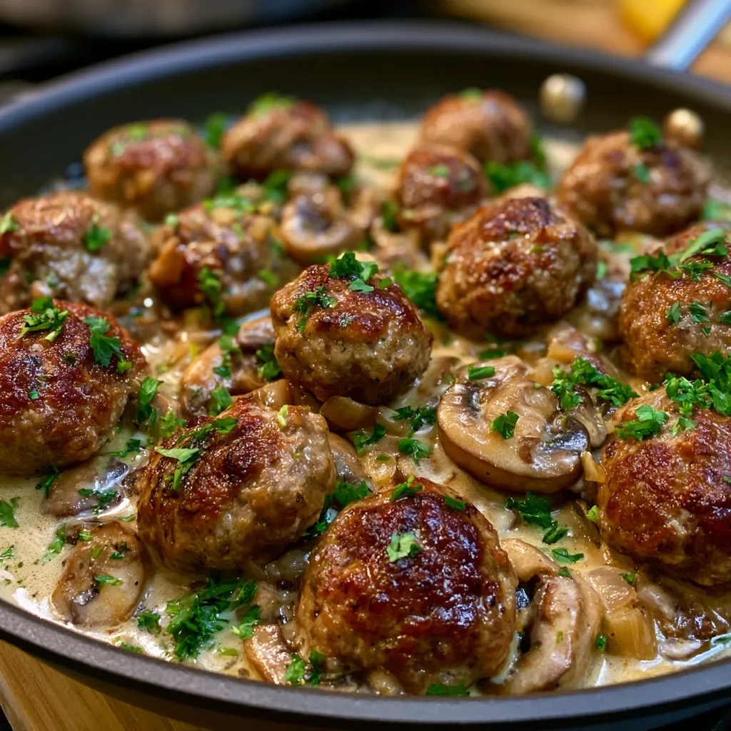 Creamy Mushroom Beef Meatballs