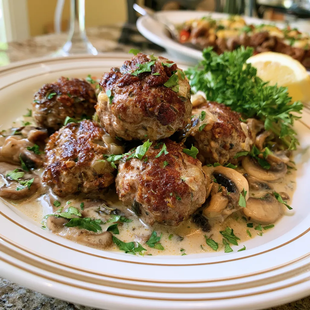 Creamy Mushroom Beef Meatballs