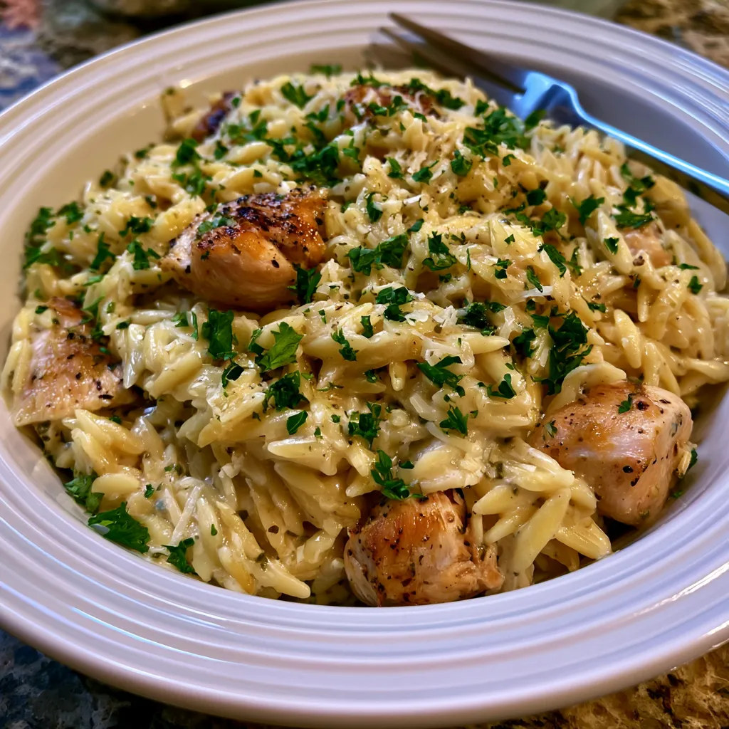 Creamy Parmesan Orzo with Chicken