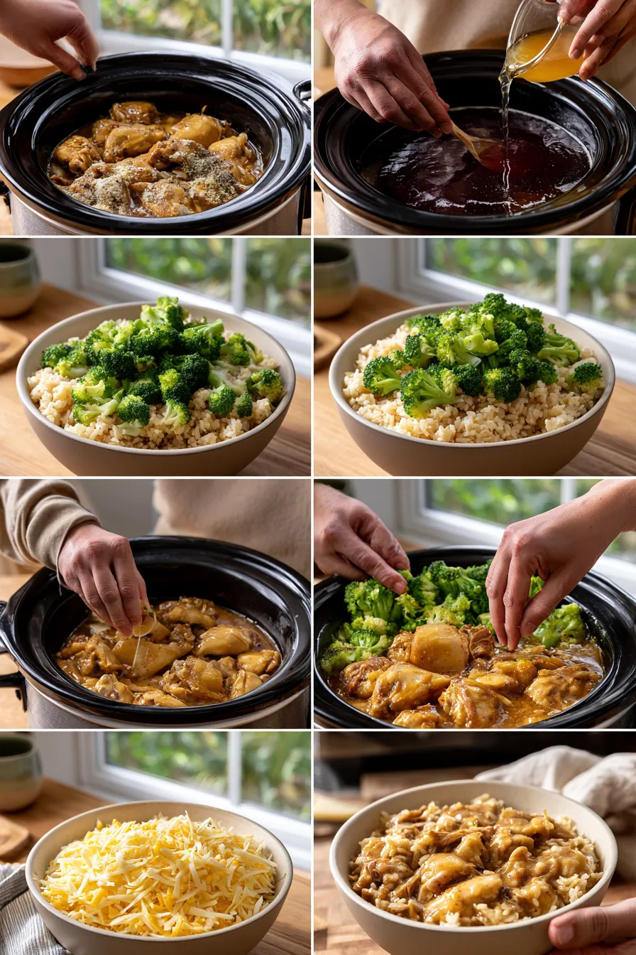 Crockpot Cheesy Chicken Broccoli Rice