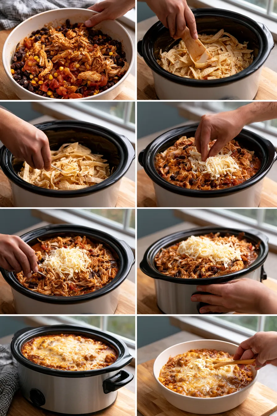 Crockpot Chicken Enchilada Casserole
