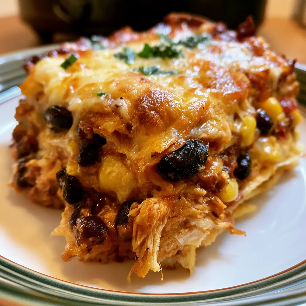 Crockpot Chicken Enchilada Casserole