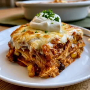 Crockpot Chicken Enchilada Casserole