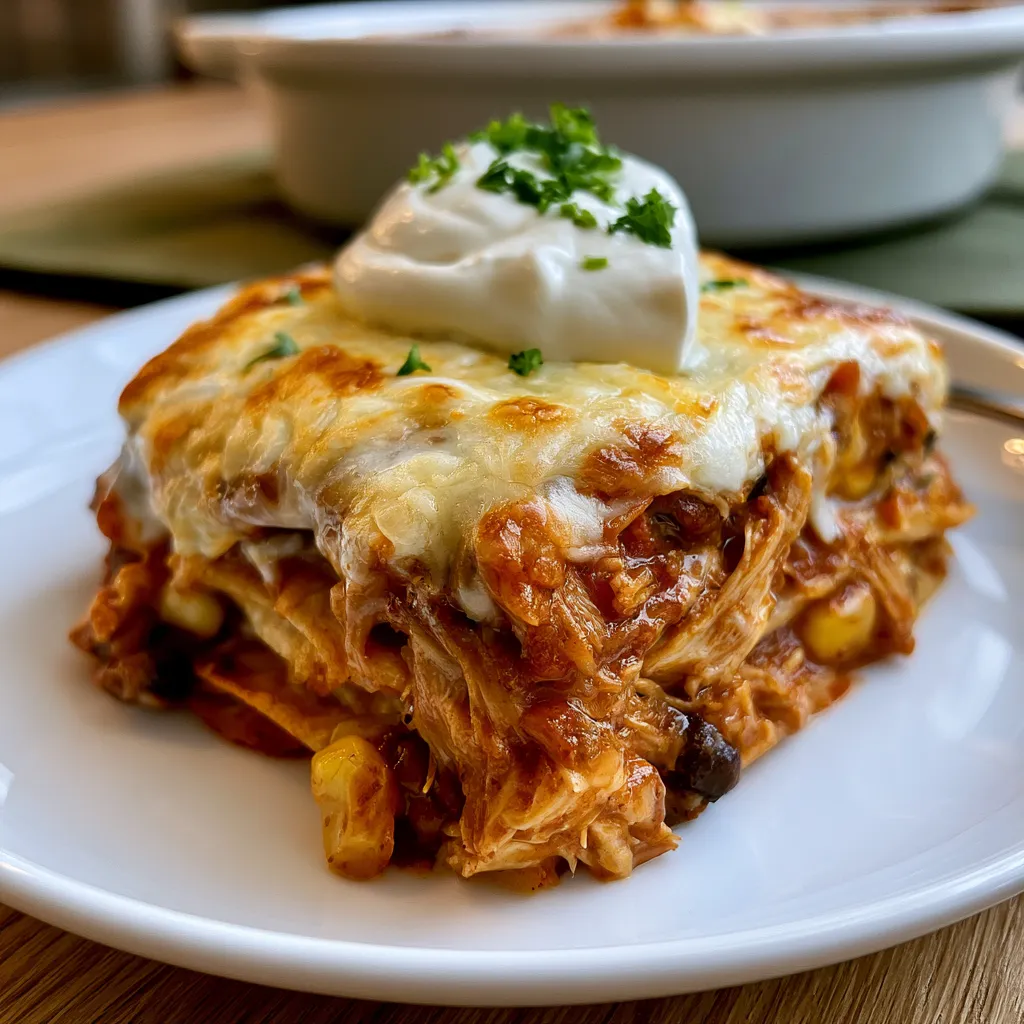 Crockpot Chicken Enchilada Casserole