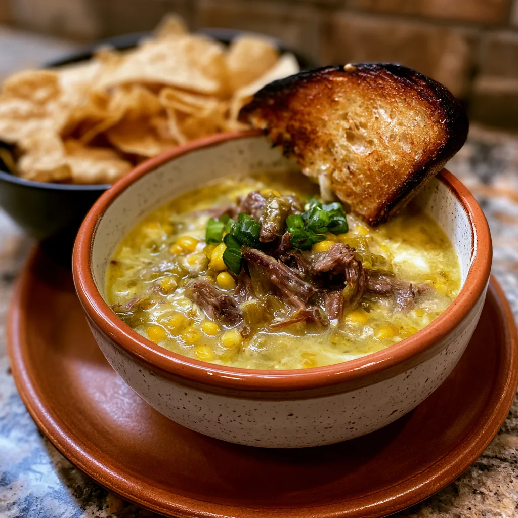 Green Enchilada Beef Soup
