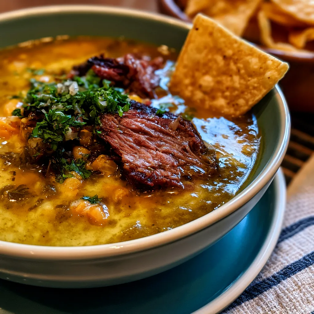 Green Enchilada Beef Soup