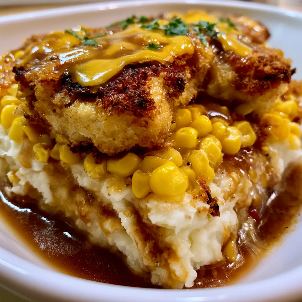 Mashed Potato Casserole with Crispy Chicken