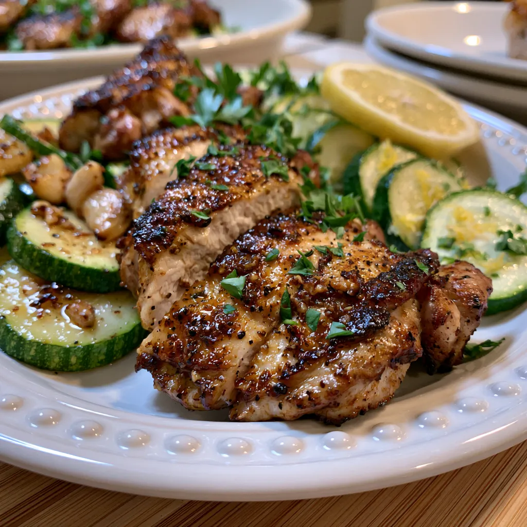 Asado Chicken with Lemon Zucchini Sauté