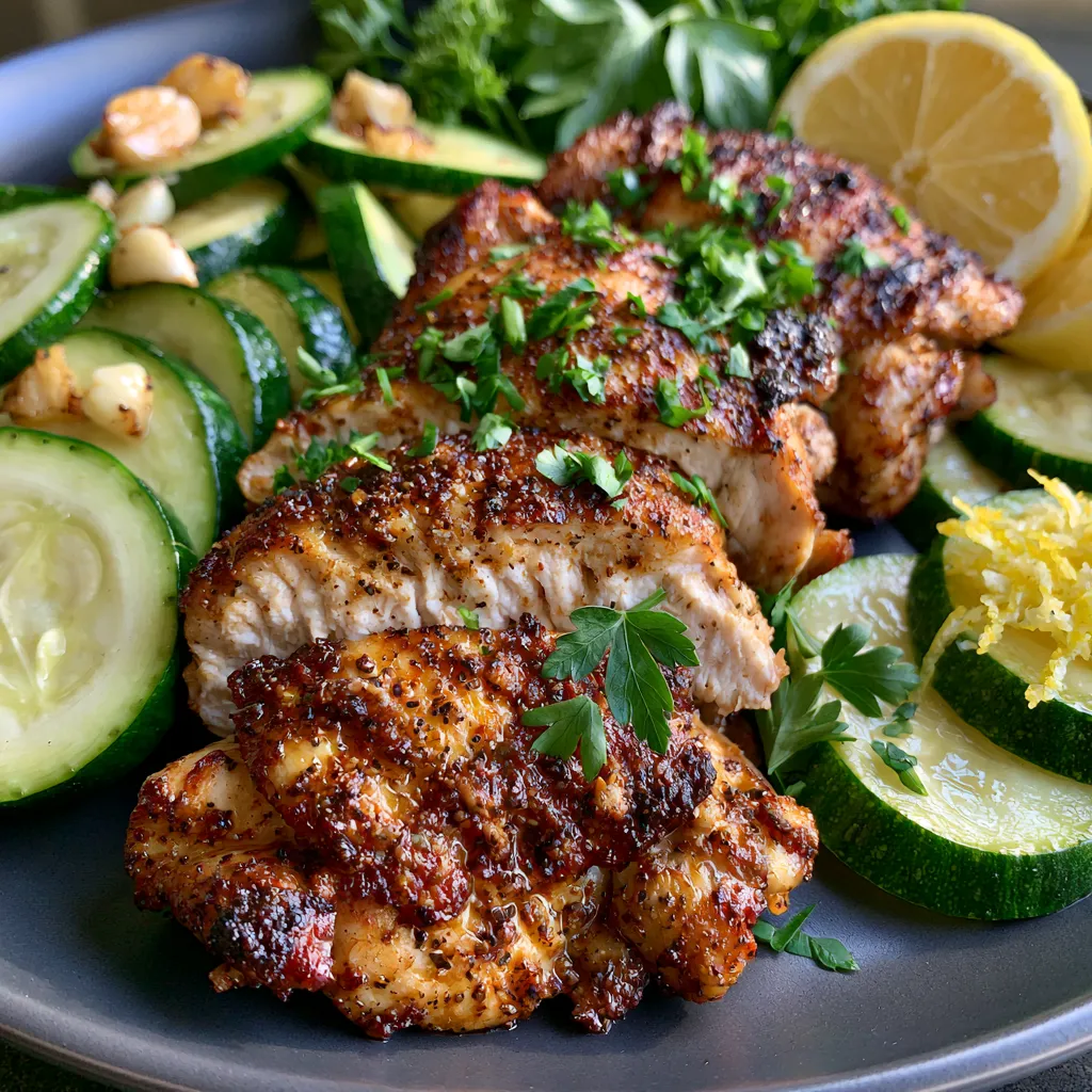 Asado Chicken with Lemon Zucchini Sauté