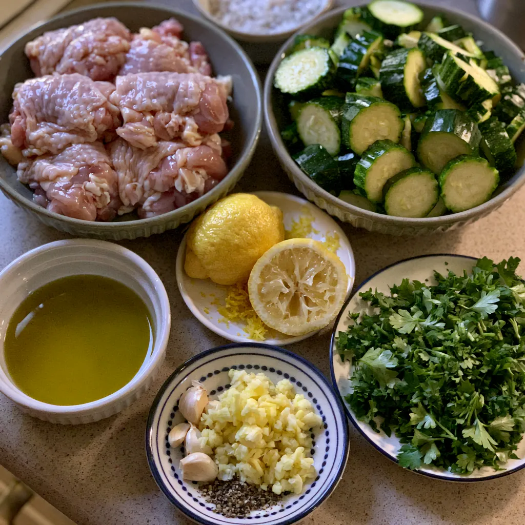Asado Chicken with Lemon Zucchini Sauté