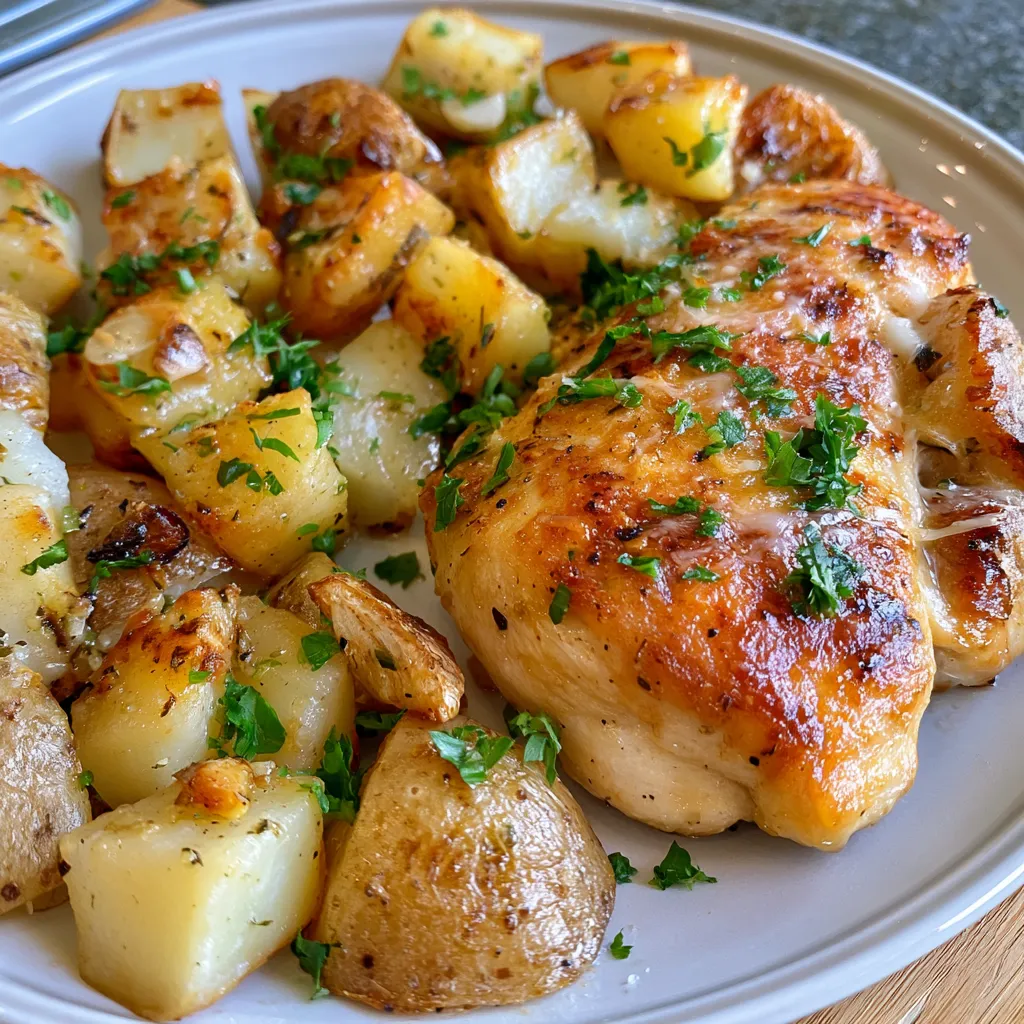 garlic parmesan chicken and potatoes