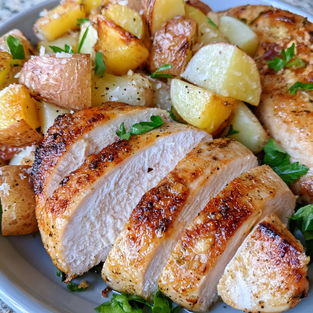 garlic parmesan chicken and potatoes