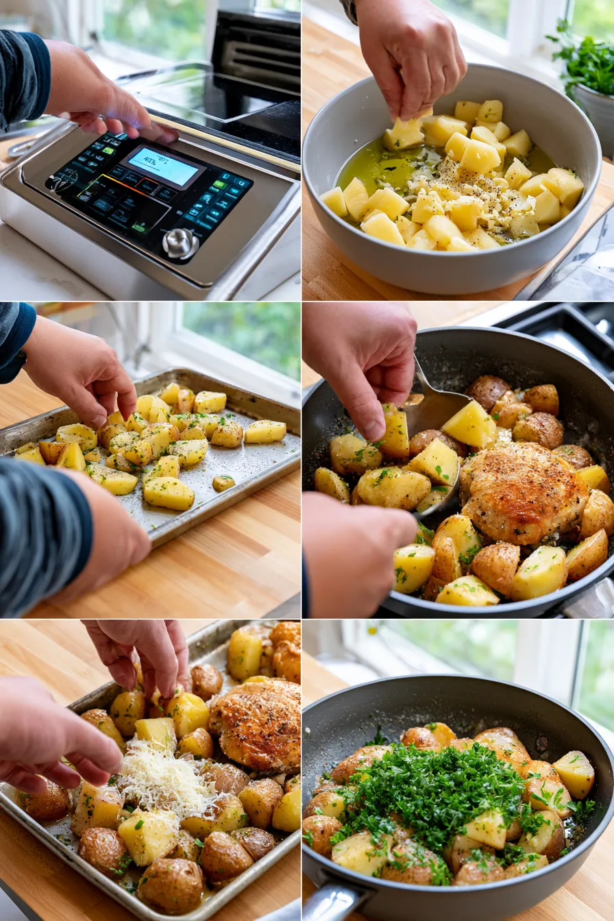 garlic parmesan chicken and potatoes