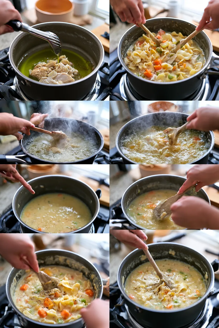 one pot creamy chicken pot pie noodles