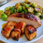 air fryer sweet chili chicken and brussels sprouts