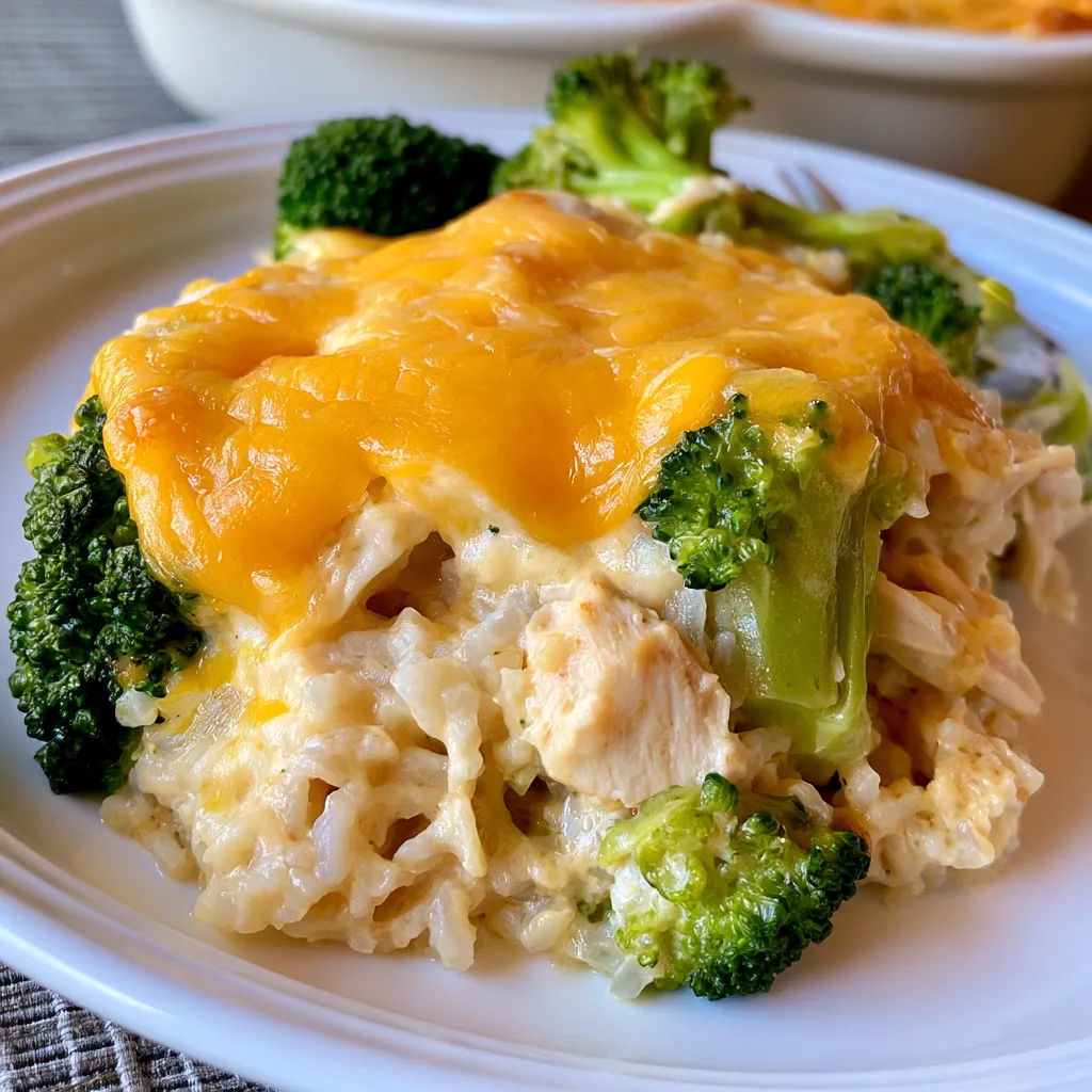 cheesy broccoli chicken and rice casserole