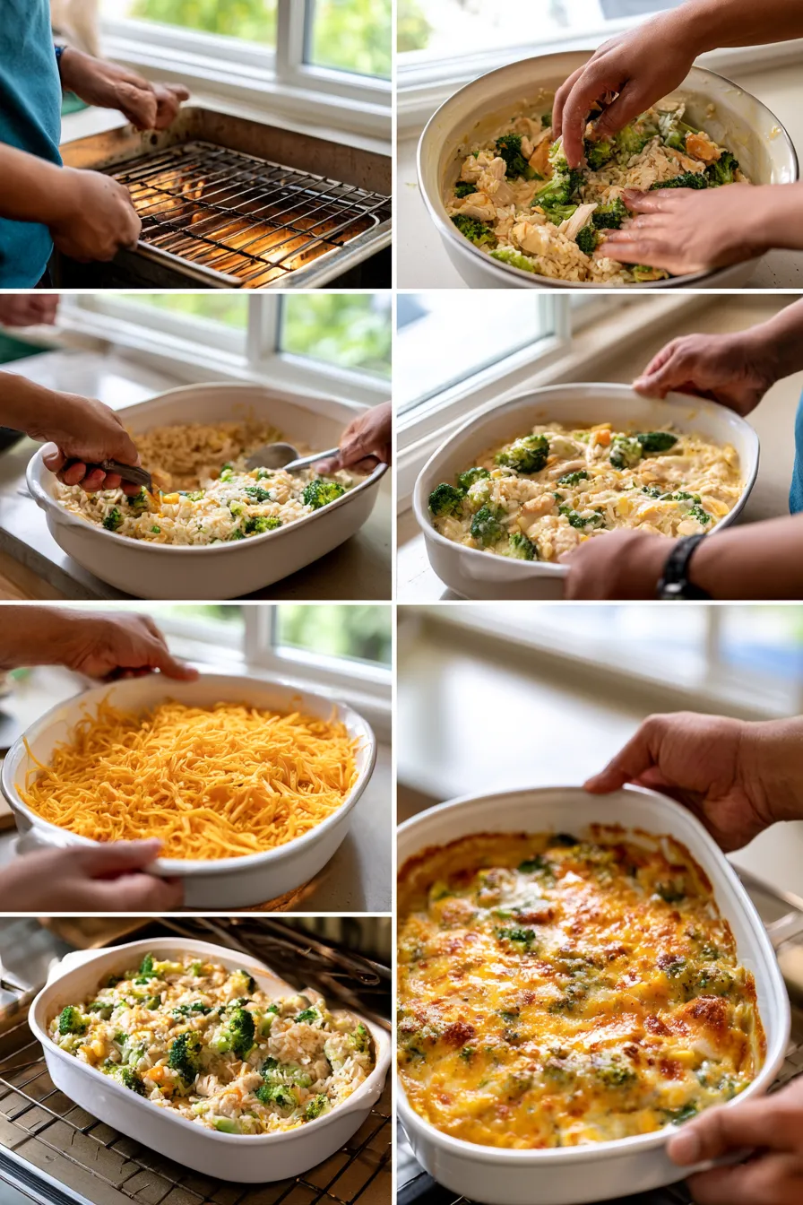 cheesy broccoli chicken and rice casserole