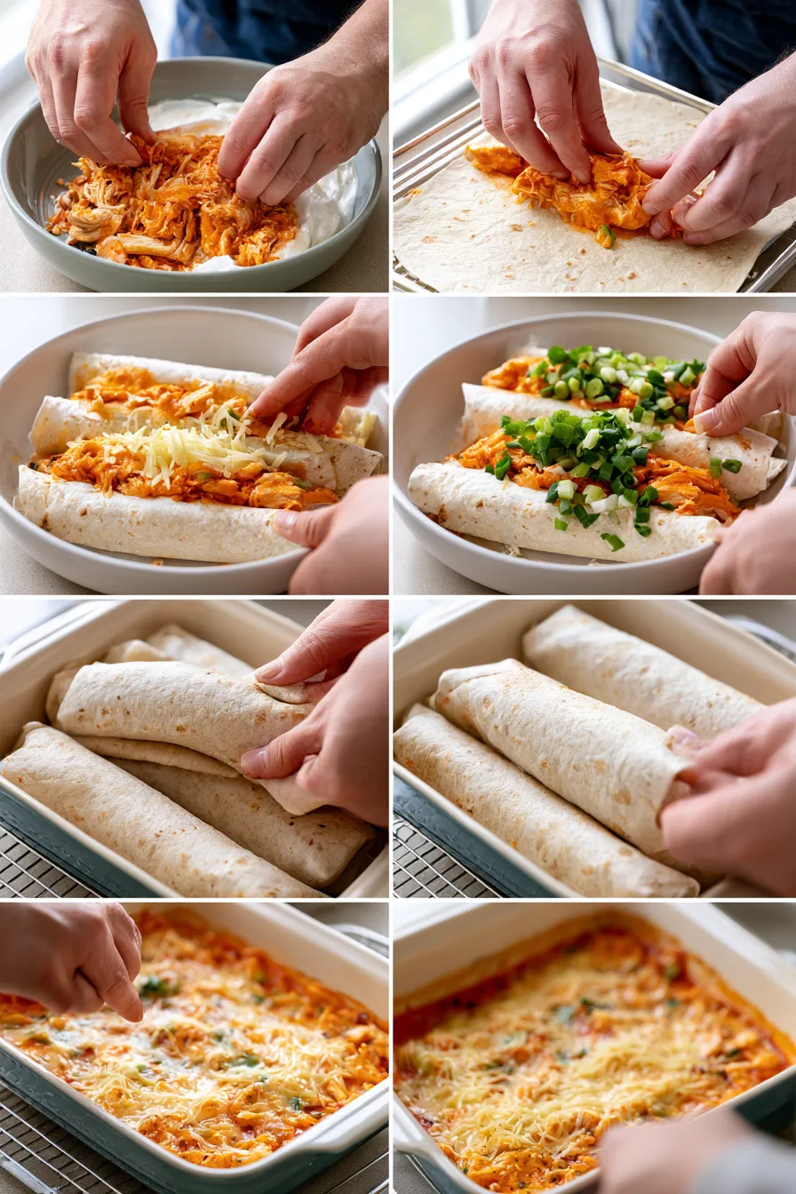 cheesy buffalo chicken burritos