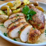chicken and potatoes with dijon cream sauce