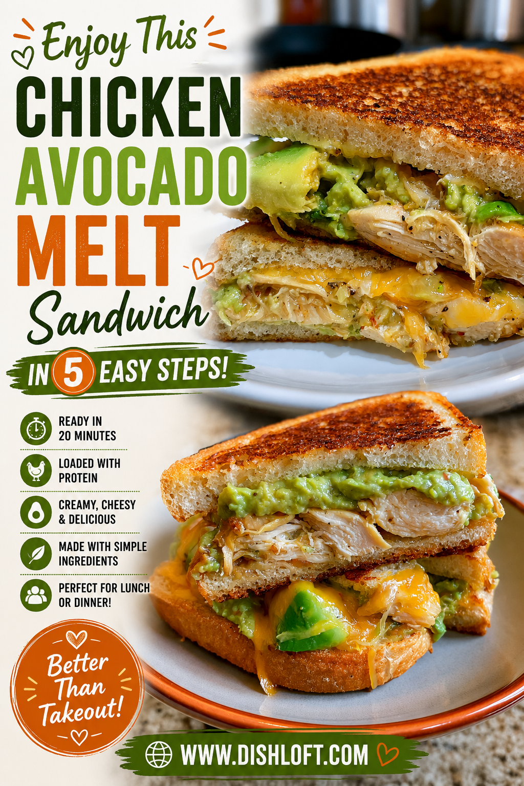 chicken avocado melt sandwich