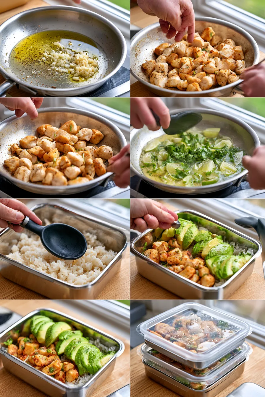 cilantro lime chicken with avocado and jasmine rice prepper protein