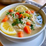 creamy chicken lemon rice soup