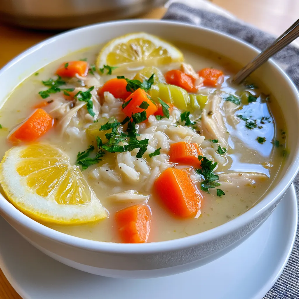 creamy chicken lemon rice soup