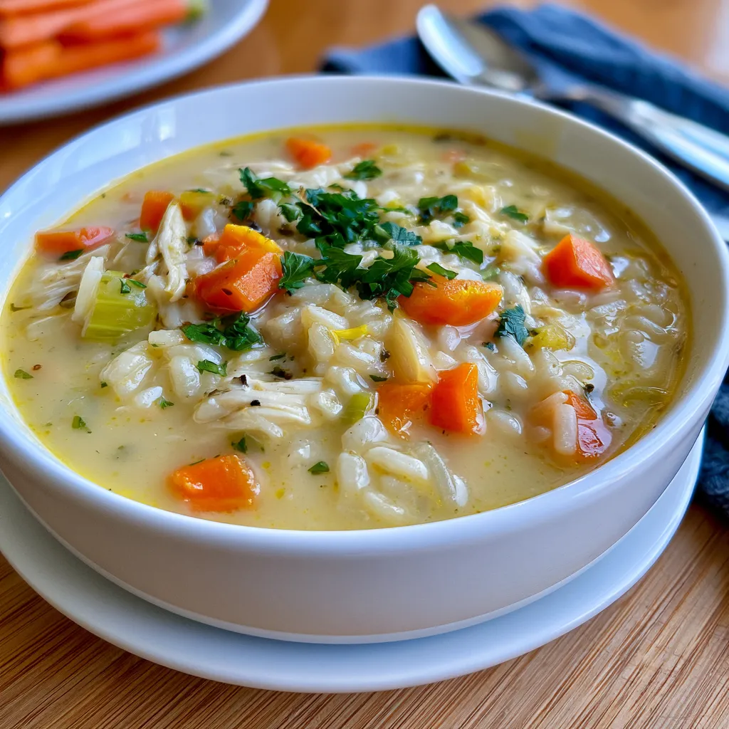 creamy chicken lemon rice soup