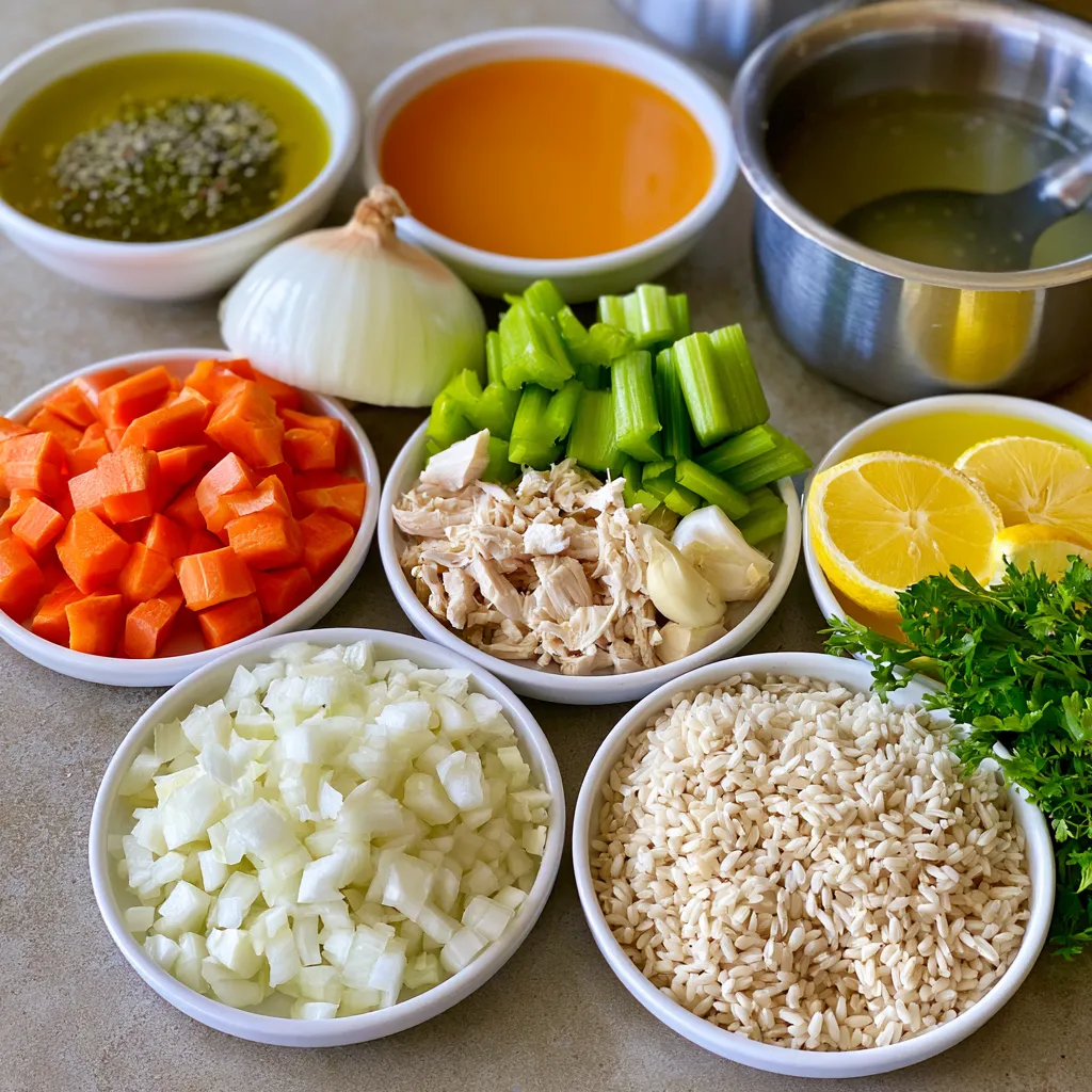 creamy chicken lemon rice soup