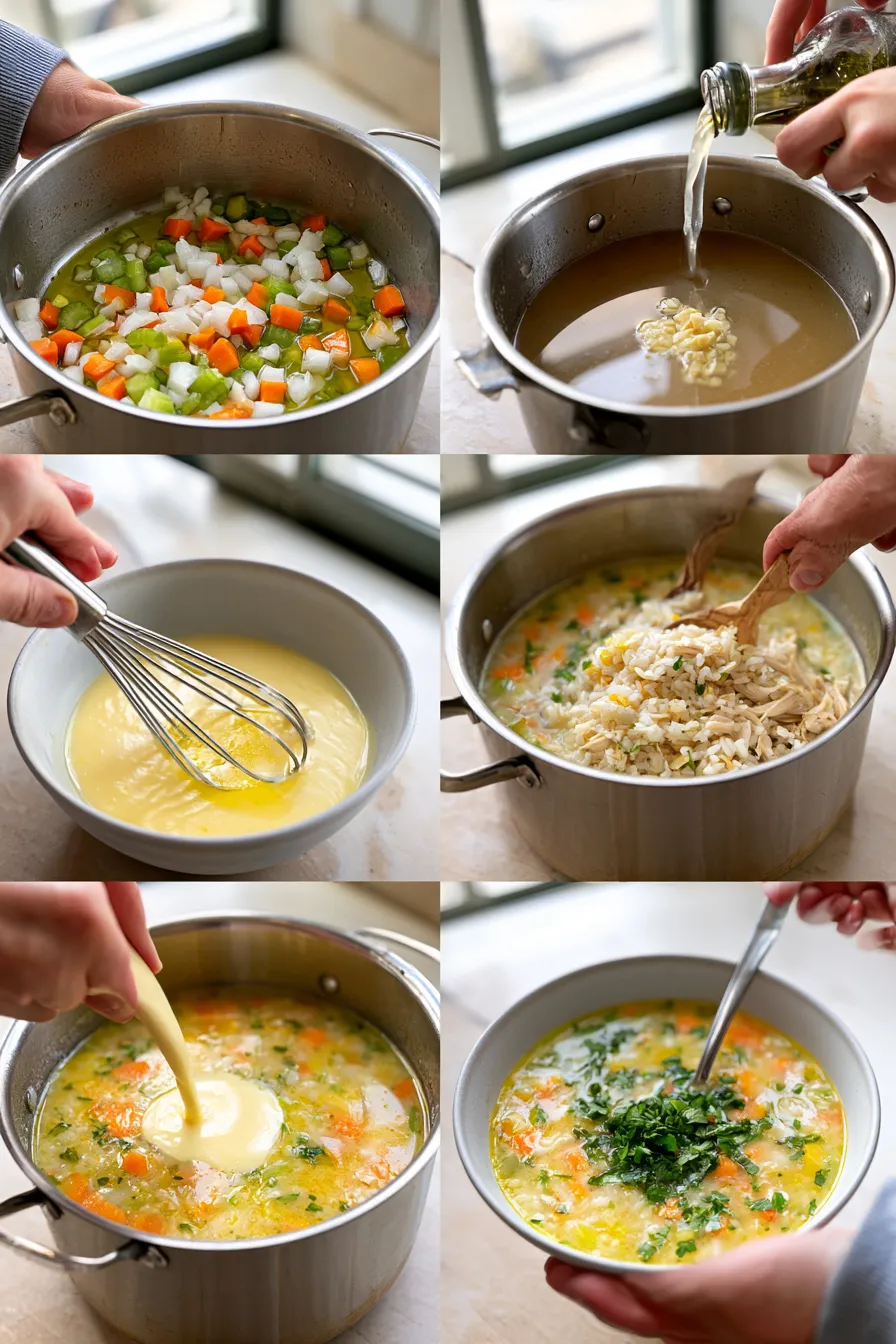 creamy chicken lemon rice soup