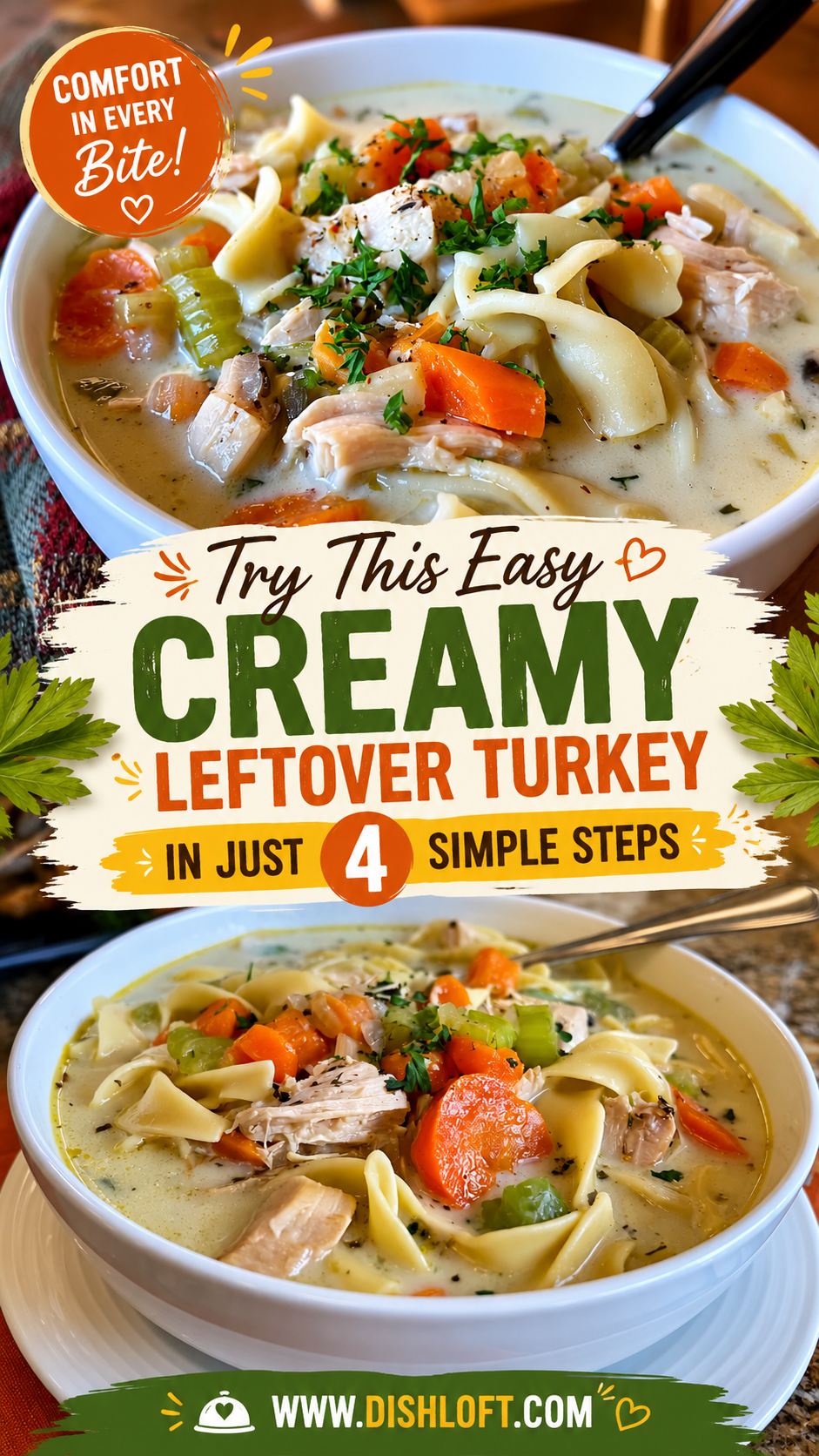 creamy leftover turkey noodle soup