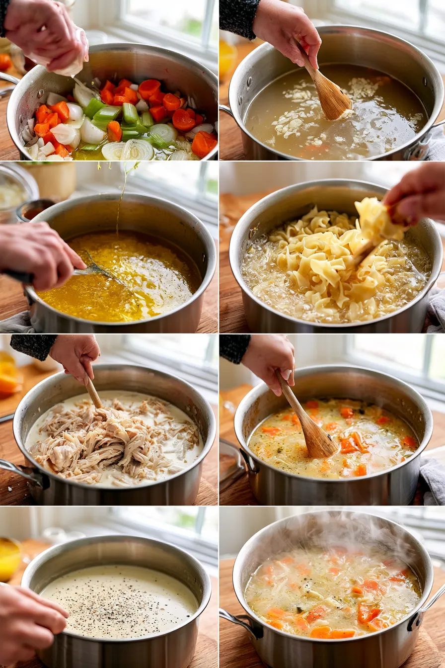 creamy leftover turkey noodle soup