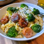 creamy orzo with chicken sausage and broccoli