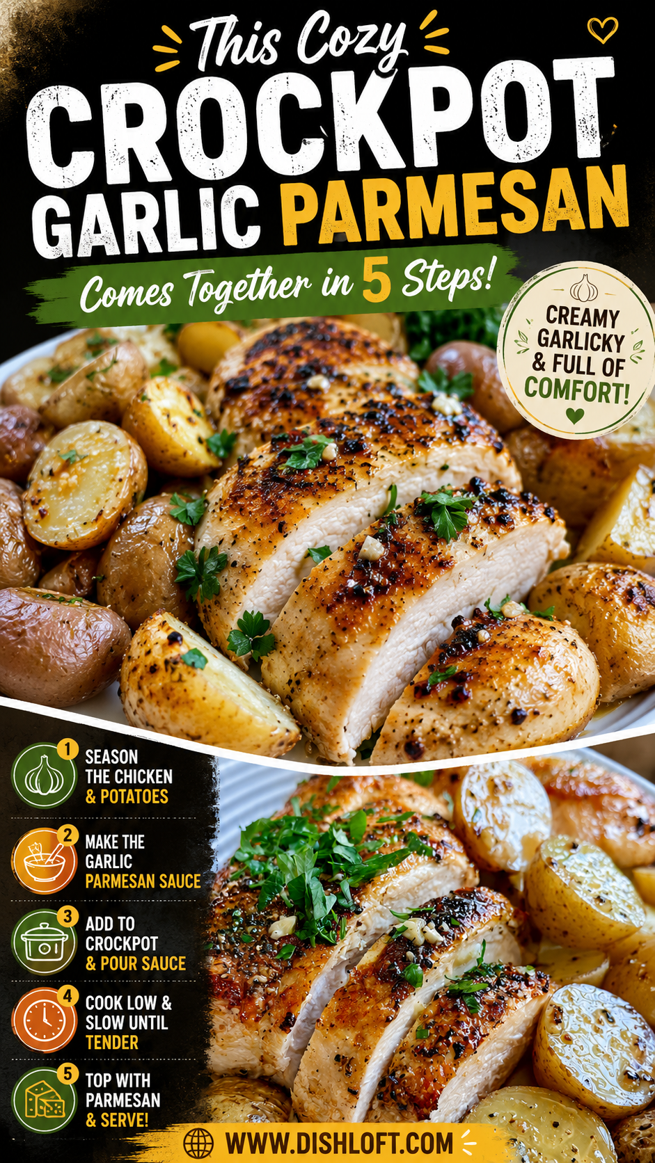crockpot garlic parmesan chicken and potatoes