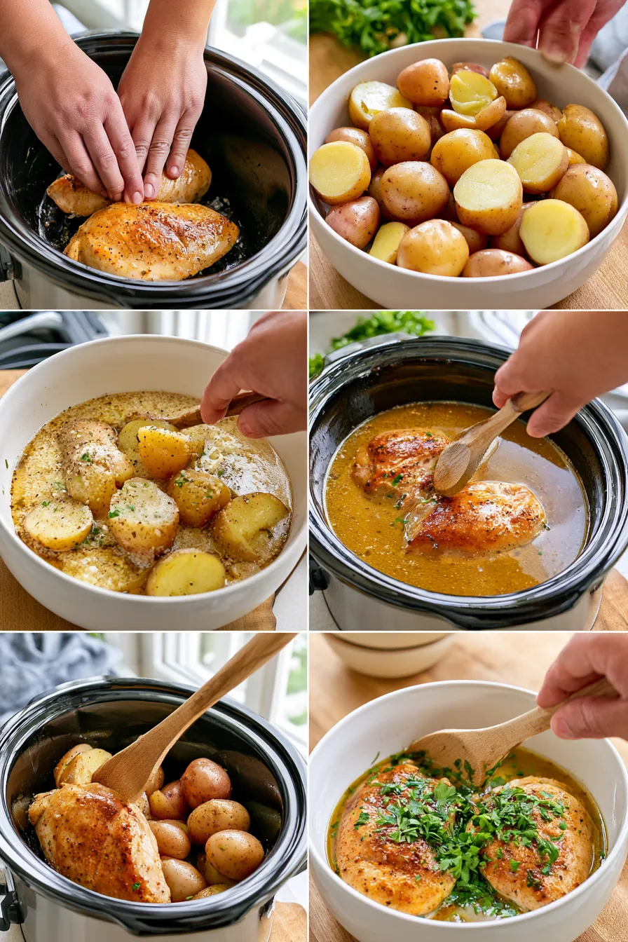 crockpot garlic parmesan chicken and potatoes
