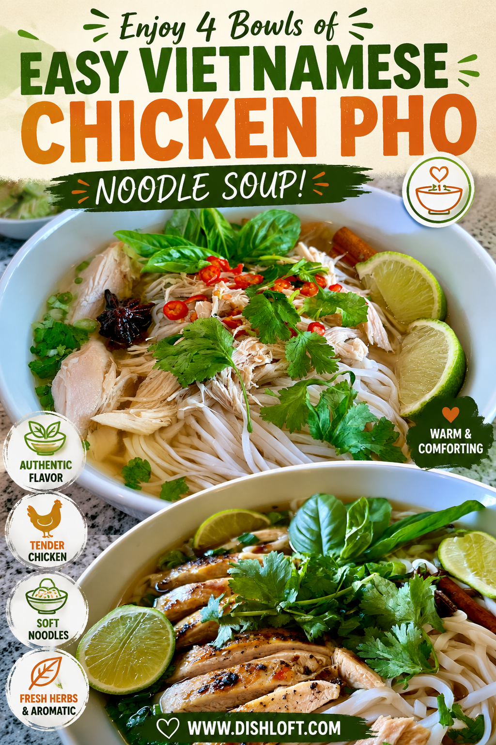 easy vietnamese chicken pho noodle soup