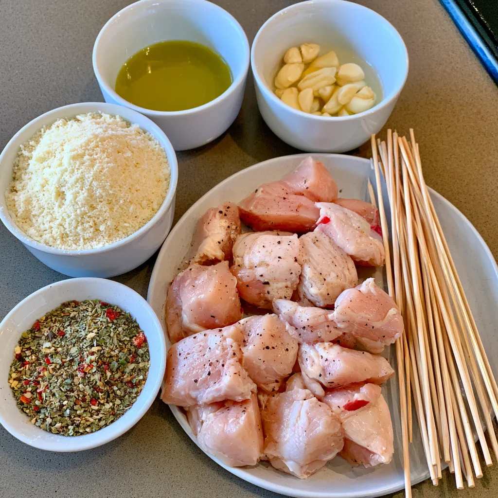garlic parmesan chicken skewers