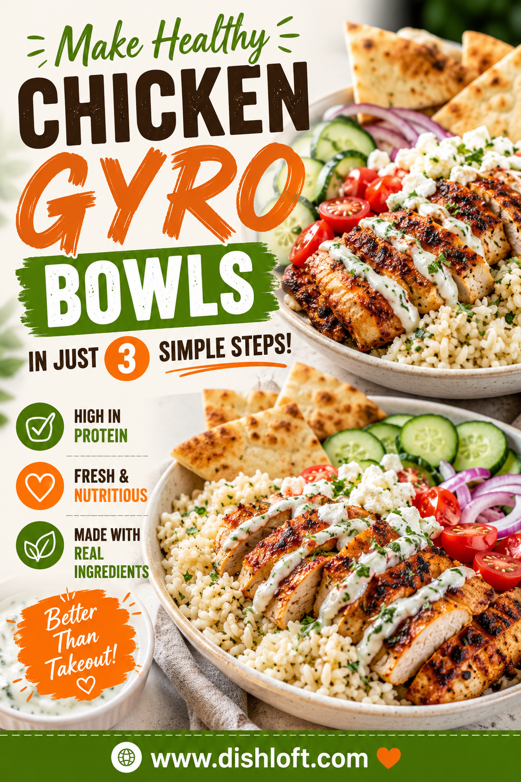 healthy chicken gyro bowls