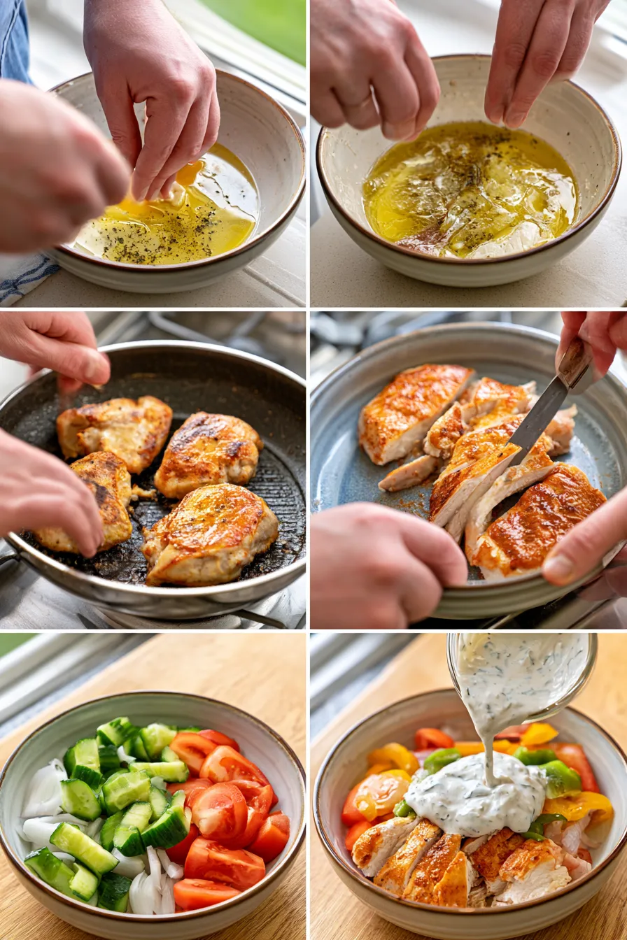 healthy chicken gyro bowls
