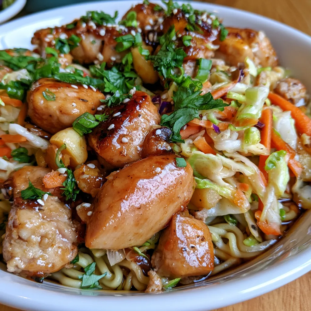 high protein noodle bowls with honey garlic ground chicken
