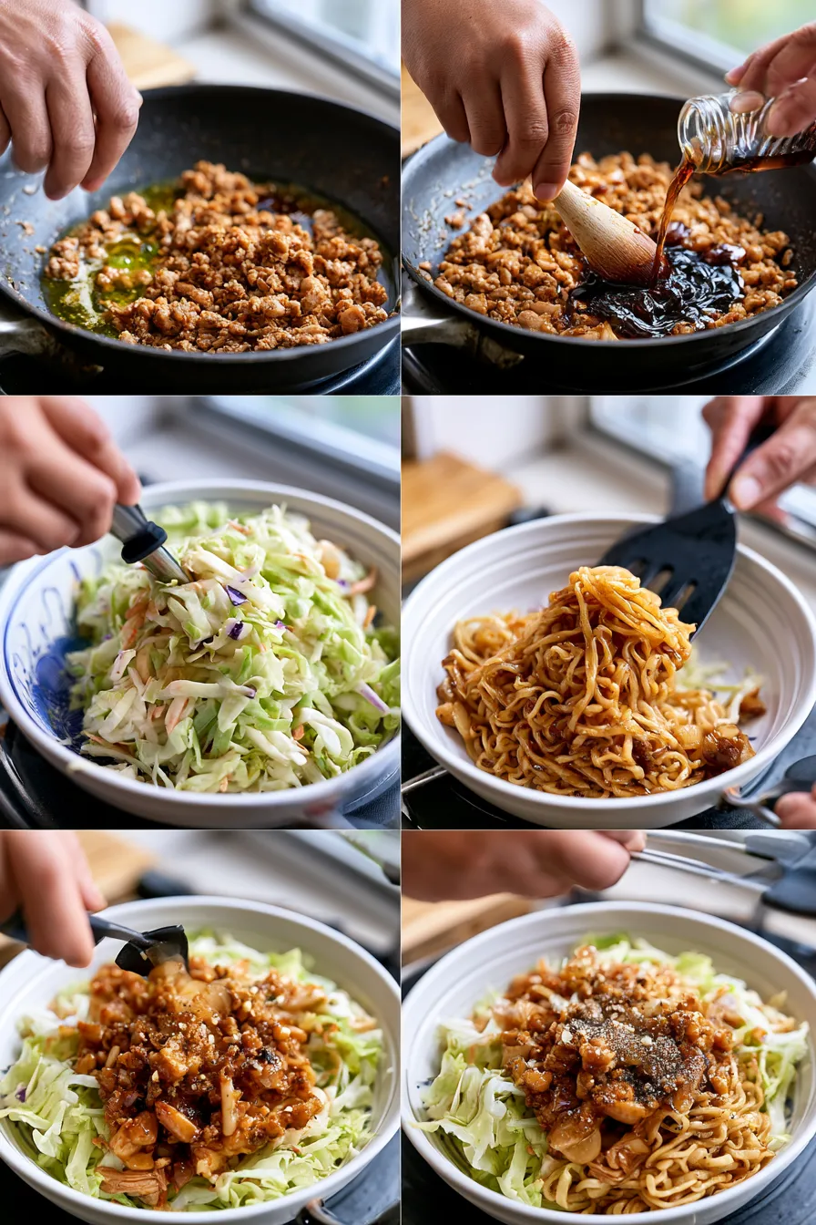 high protein noodle bowls with honey garlic ground chicken